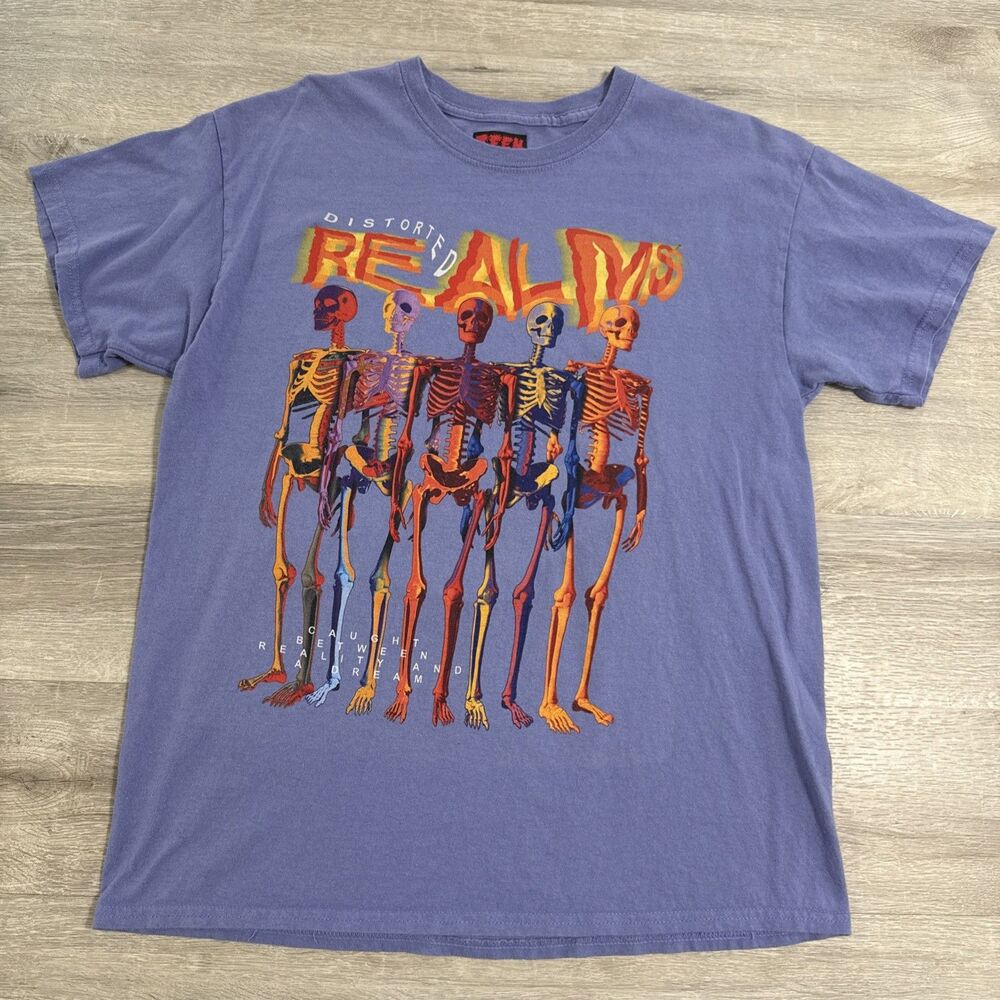 Teen Hearts Shirt Distorted Realms Skeleton Men’s Large Purple